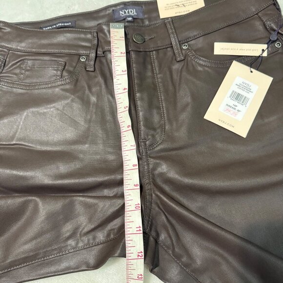 NYDJ Marilyn Straight Coffee Coated Jeans With Lift Tuck Technology 14 petite - Picture 7 of 16